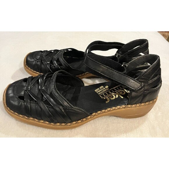 Rieker Antistress shoes Women's Size 36 / US 5 Black Closed Toe Wedge Sandal - Picture 8 of 10